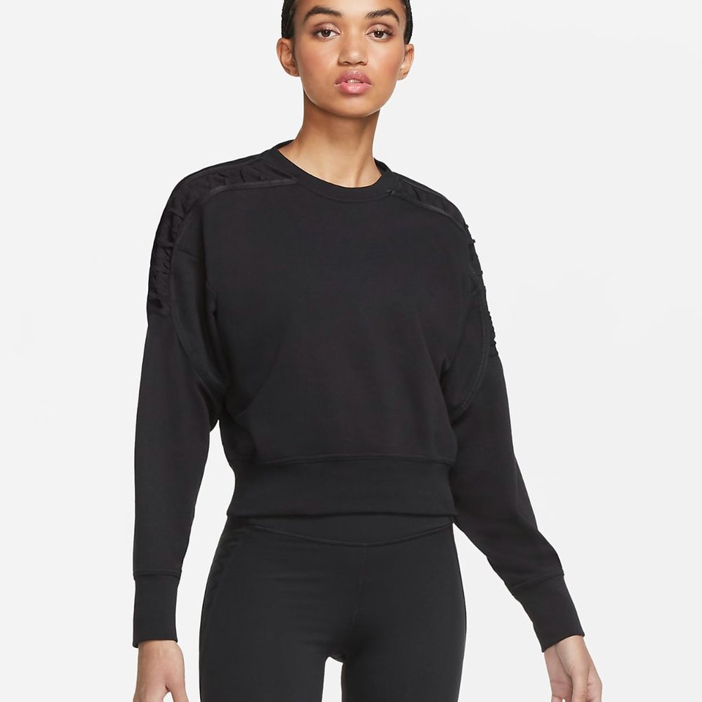 Nike Women's Cropped Fleece Laced Training Crew Top | Black |DA0447-010